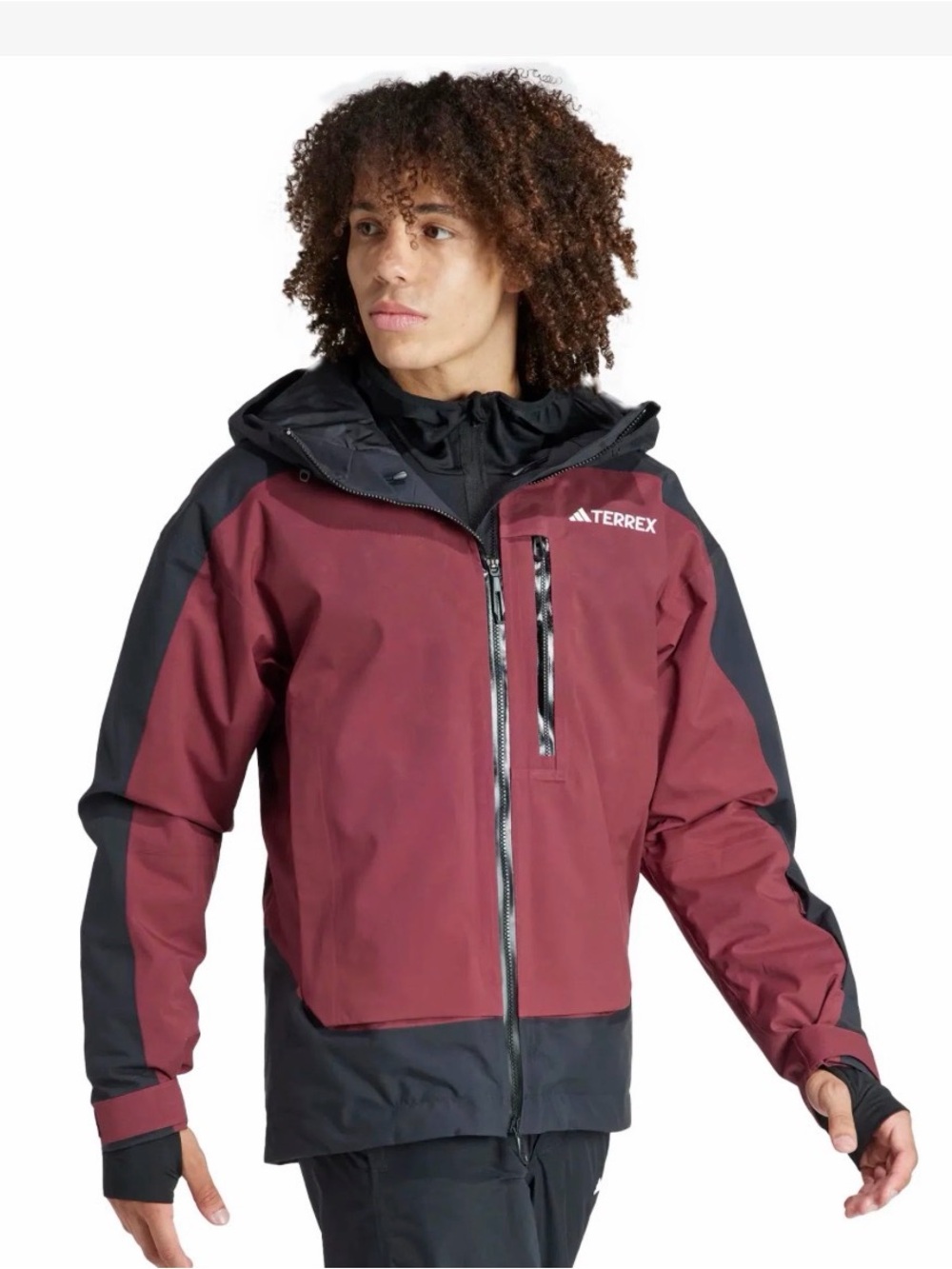 Adidas Terrex Men's Burgundy and Black Waterproof Jacket
